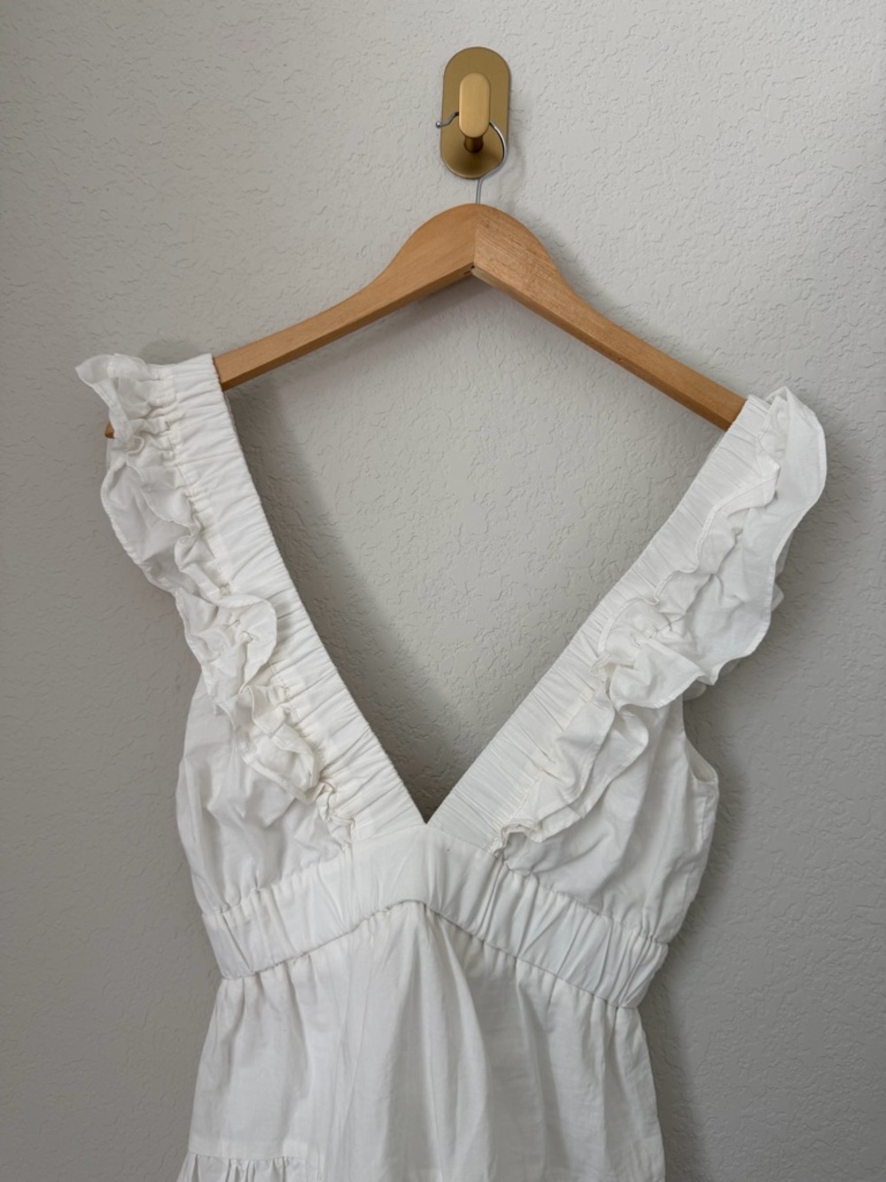 THATSSOFETCH White Ruffle Strap Mini Dress Size 0 Babydoll Summer Beach - Picture 5 of 8